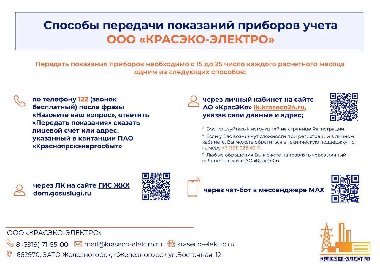способы передачи показаний